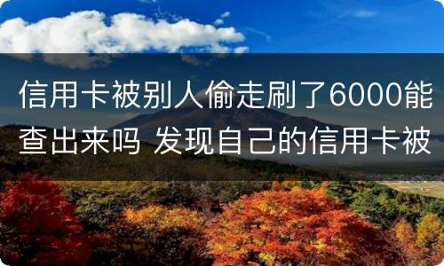 信用卡被别人偷走刷了6000能查出来吗 发现自己的信用卡被盗刷 我们怎么办