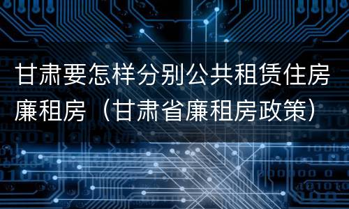 甘肃要怎样分别公共租赁住房廉租房（甘肃省廉租房政策）