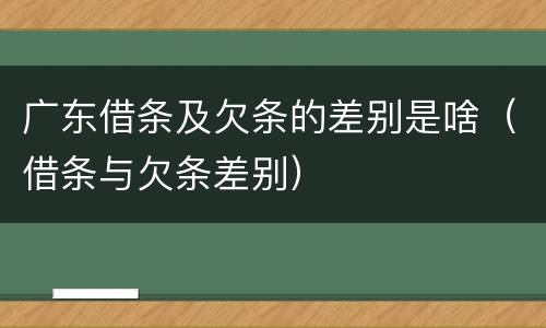 广东借条及欠条的差别是啥（借条与欠条差别）