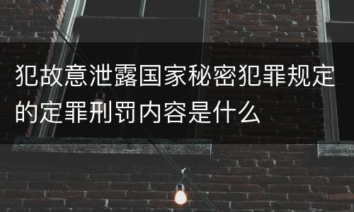 犯故意泄露国家秘密犯罪规定的定罪刑罚内容是什么