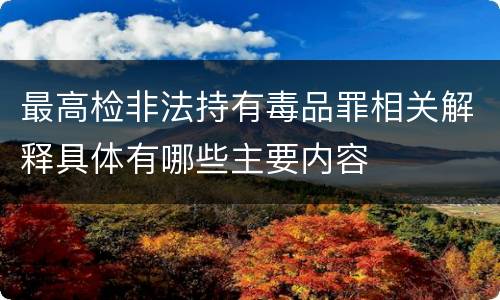 最高检非法持有毒品罪相关解释具体有哪些主要内容