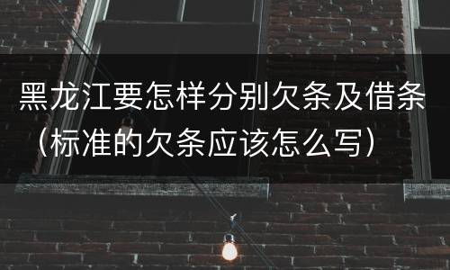 黑龙江要怎样分别欠条及借条（标准的欠条应该怎么写）