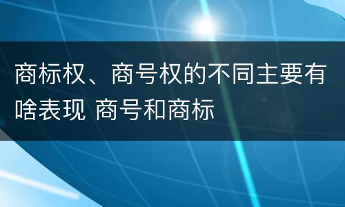 商标权、商号权的不同主要有啥表现 商号和商标