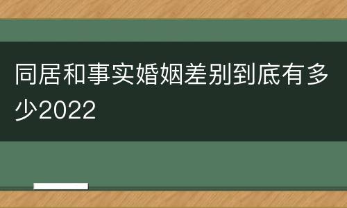 同居和事实婚姻差别到底有多少2022