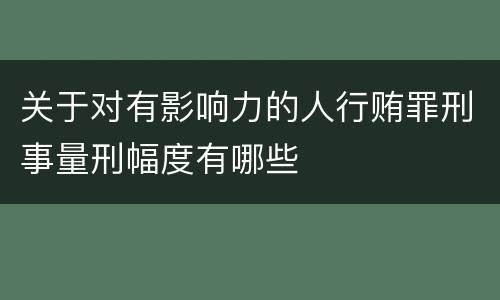 关于对有影响力的人行贿罪刑事量刑幅度有哪些