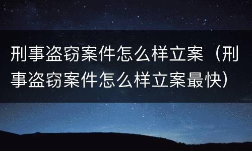 刑事盗窃案件怎么样立案（刑事盗窃案件怎么样立案最快）