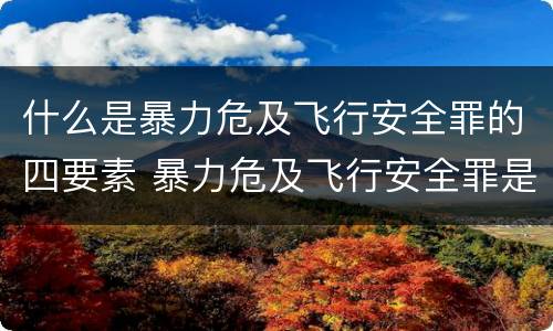 什么是暴力危及飞行安全罪的四要素 暴力危及飞行安全罪是危险犯吗