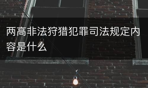 两高非法狩猎犯罪司法规定内容是什么