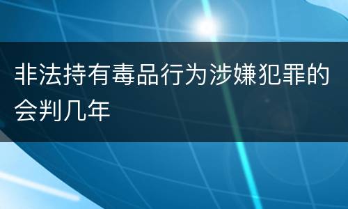 非法持有毒品行为涉嫌犯罪的会判几年