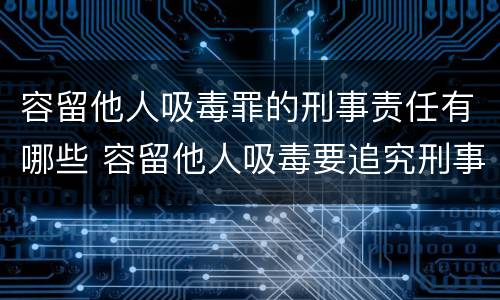 容留他人吸毒罪的刑事责任有哪些 容留他人吸毒要追究刑事责任吗