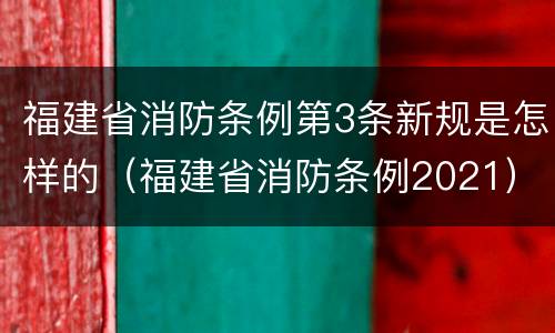 福建省消防条例第3条新规是怎样的（福建省消防条例2021）