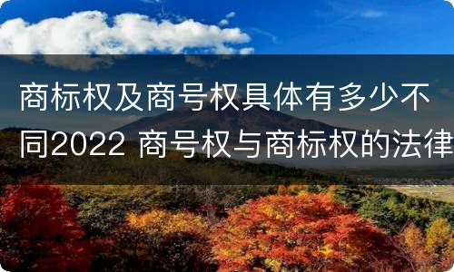 商标权及商号权具体有多少不同2022 商号权与商标权的法律冲突与解决