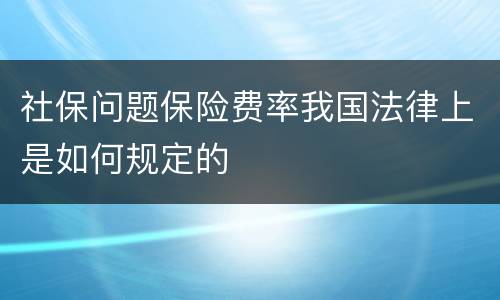 社保问题保险费率我国法律上是如何规定的