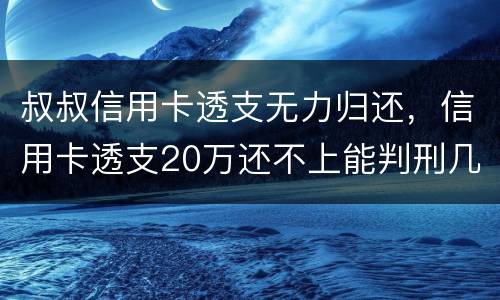 叔叔信用卡透支无力归还，信用卡透支20万还不上能判刑几年