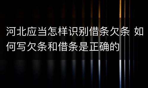 河北应当怎样识别借条欠条 如何写欠条和借条是正确的