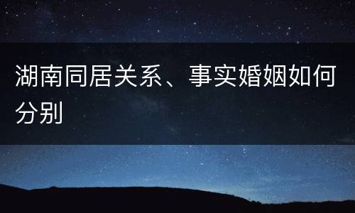 湖南同居关系、事实婚姻如何分别