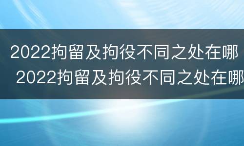 2022拘留及拘役不同之处在哪 2022拘留及拘役不同之处在哪查