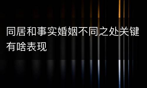 同居和事实婚姻不同之处关键有啥表现