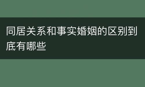 同居关系和事实婚姻的区别到底有哪些