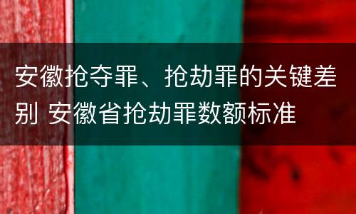 安徽抢夺罪、抢劫罪的关键差别 安徽省抢劫罪数额标准