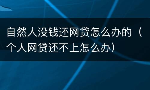 自然人没钱还网贷怎么办的（个人网贷还不上怎么办）