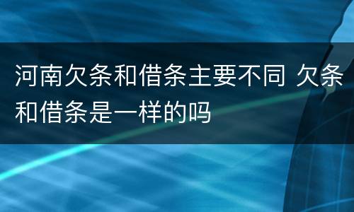 河南欠条和借条主要不同 欠条和借条是一样的吗