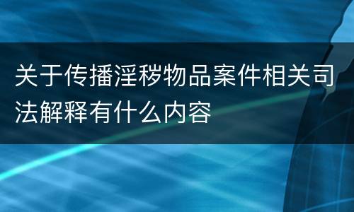 关于传播淫秽物品案件相关司法解释有什么内容