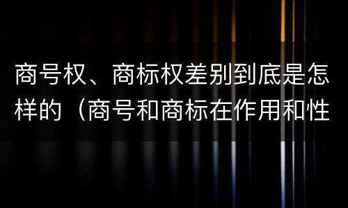 商号权、商标权差别到底是怎样的（商号和商标在作用和性质上有较大区别）