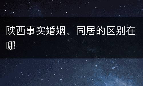 陕西事实婚姻、同居的区别在哪