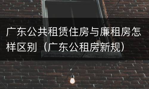 广东公共租赁住房与廉租房怎样区别（广东公租房新规）