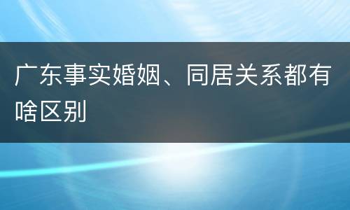 广东事实婚姻、同居关系都有啥区别