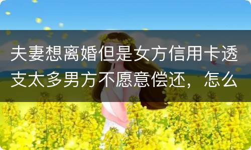 夫妻想离婚但是女方信用卡透支太多男方不愿意偿还，怎么叫他偿还了离婚