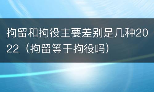 拘留和拘役主要差别是几种2022（拘留等于拘役吗）