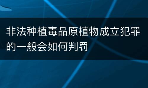 非法种植毒品原植物成立犯罪的一般会如何判罚