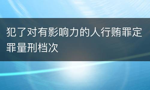 犯了对有影响力的人行贿罪定罪量刑档次