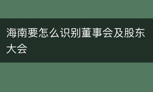 海南要怎么识别董事会及股东大会