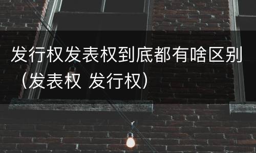 发行权发表权到底都有啥区别（发表权 发行权）