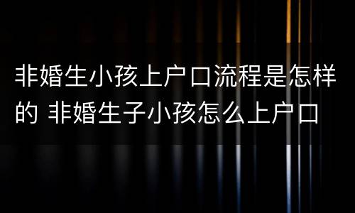 非婚生小孩上户口流程是怎样的 非婚生子小孩怎么上户口