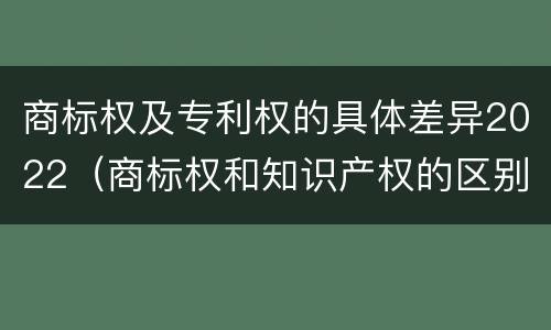 商标权及专利权的具体差异2022（商标权和知识产权的区别）