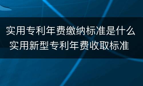 实用专利年费缴纳标准是什么 实用新型专利年费收取标准