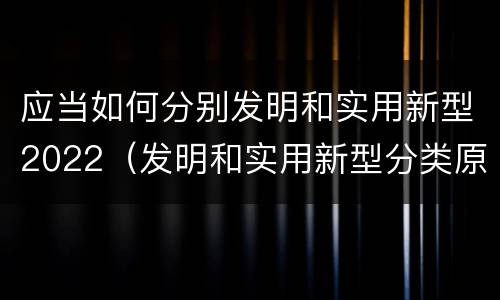 应当如何分别发明和实用新型2022（发明和实用新型分类原则）