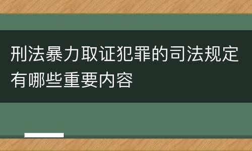 刑法暴力取证犯罪的司法规定有哪些重要内容