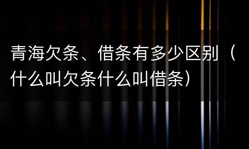 青海欠条、借条有多少区别（什么叫欠条什么叫借条）