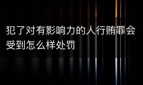 犯了对有影响力的人行贿罪会受到怎么样处罚