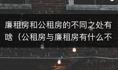 廉租房和公租房的不同之处有啥（公租房与廉租房有什么不同）