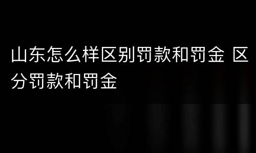 山东怎么样区别罚款和罚金 区分罚款和罚金