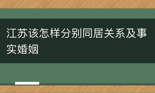 江苏该怎样分别同居关系及事实婚姻