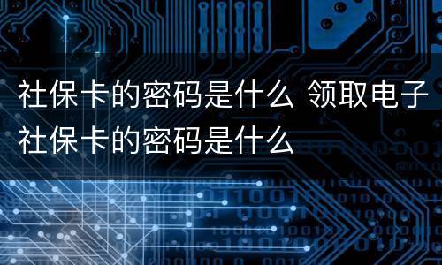 社保卡的密码是什么 领取电子社保卡的密码是什么