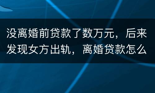 没离婚前贷款了数万元，后来发现女方出轨，离婚贷款怎么算