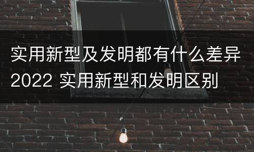 实用新型及发明都有什么差异2022 实用新型和发明区别